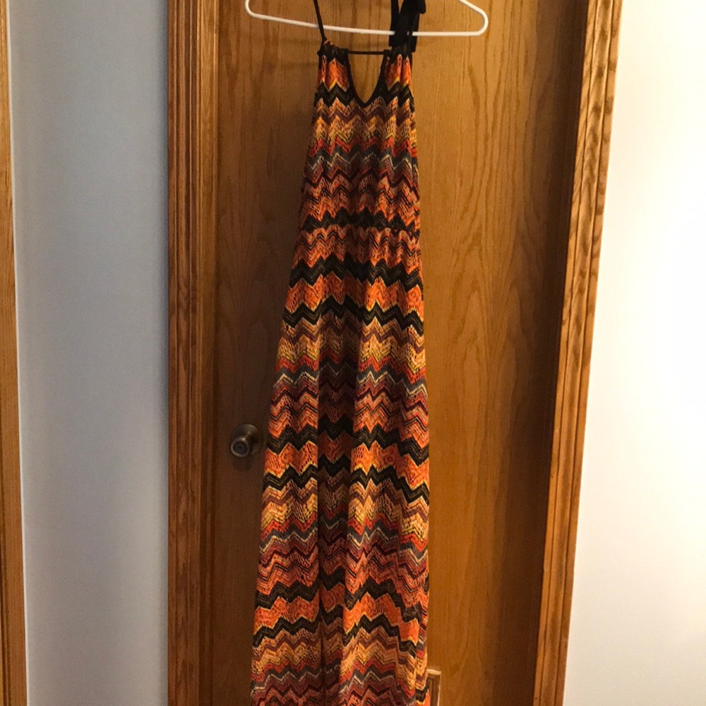 Brown, Yellow & Orange Maxi Dress